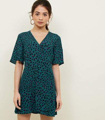 new look green leopard dress