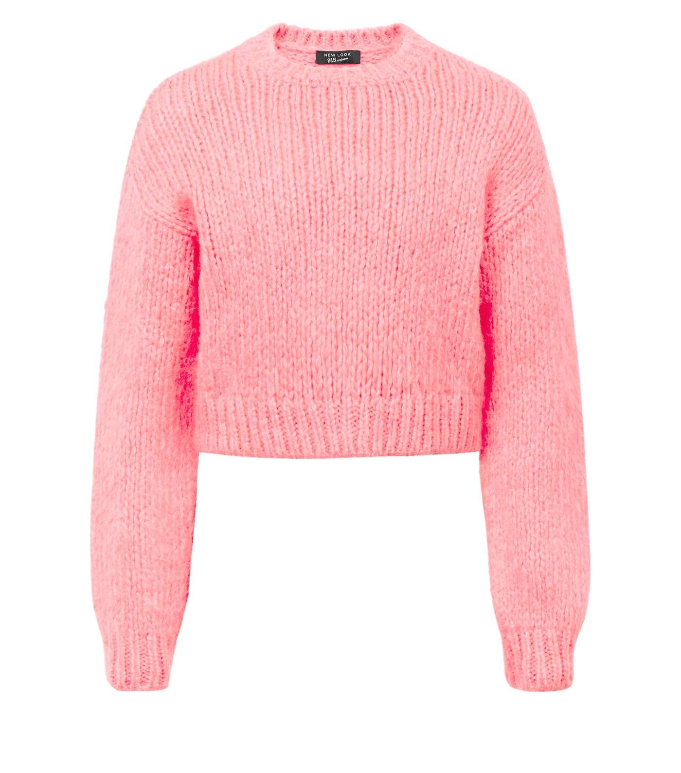 Girls Neon Pink Chunky Knit Jumper  Image 4