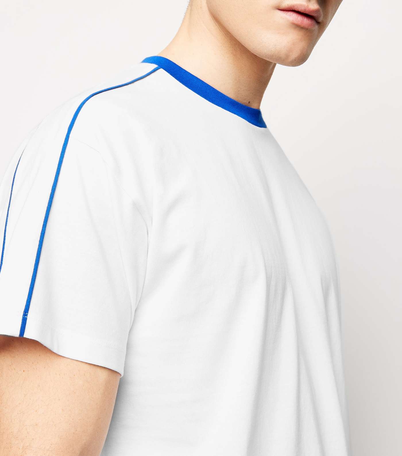 White Piped Panel Oversized T-Shirt  Image 3
