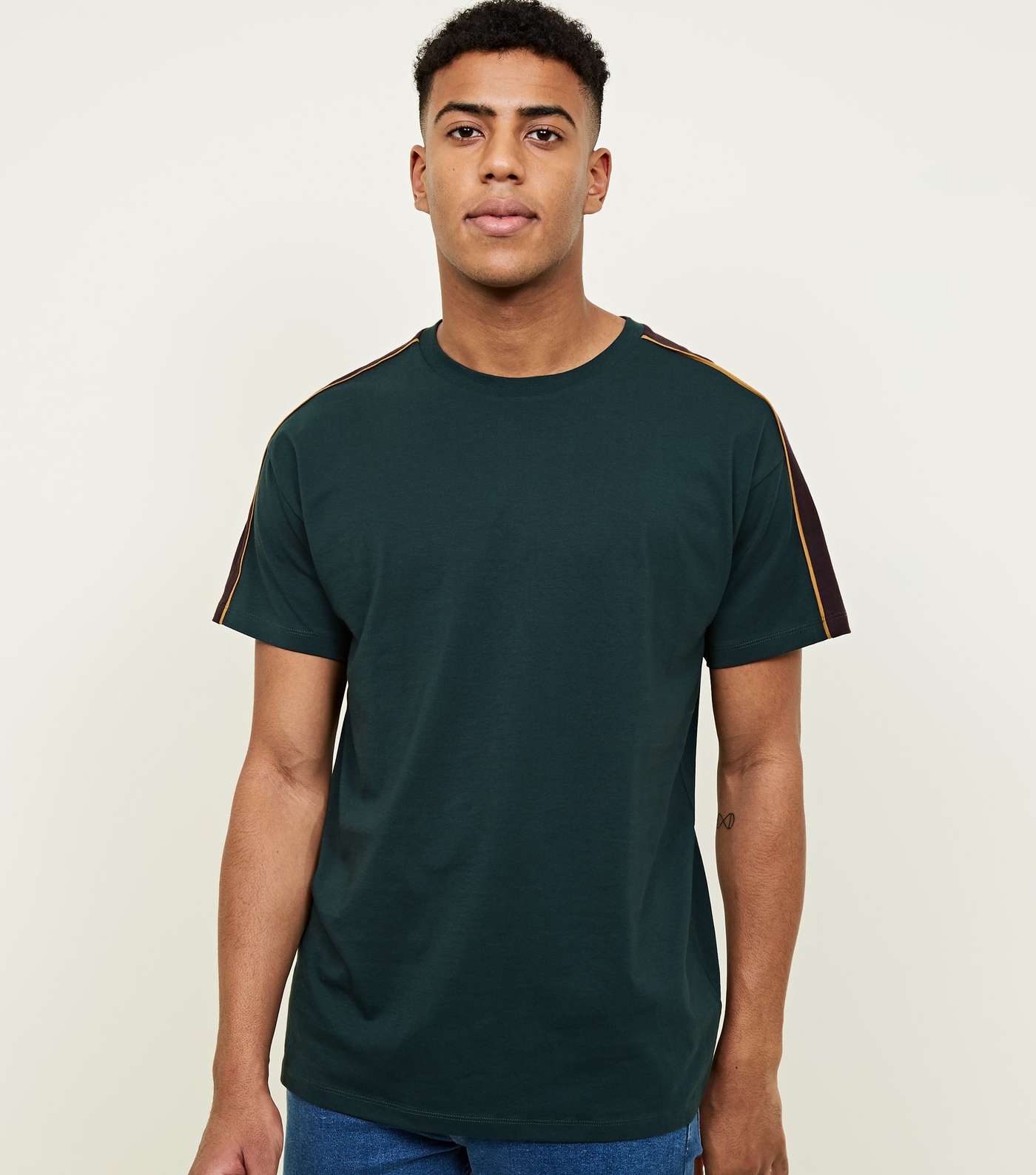 Green Piped Panel Oversized T-Shirt 