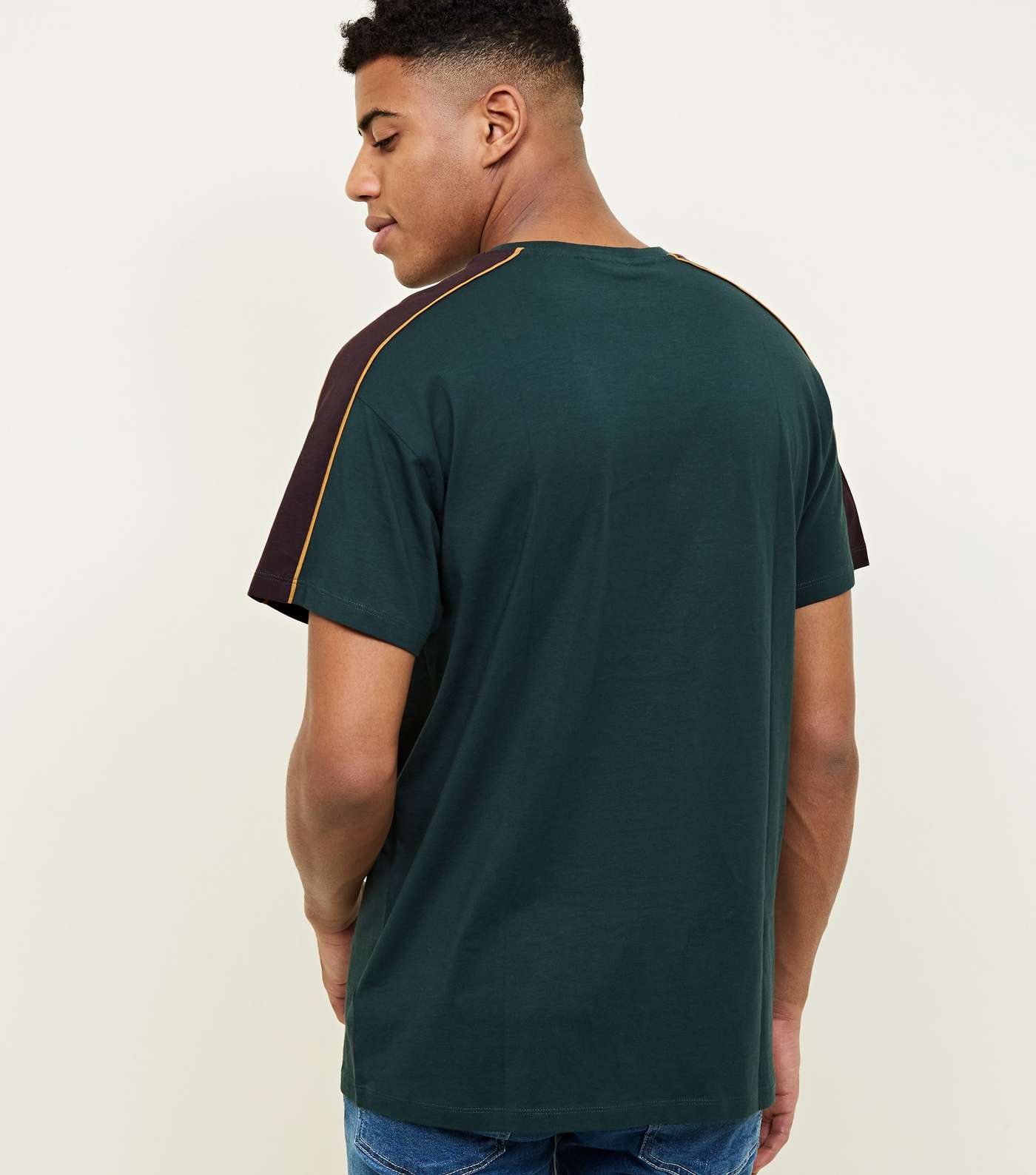 Green Piped Panel Oversized T-Shirt  Image 3