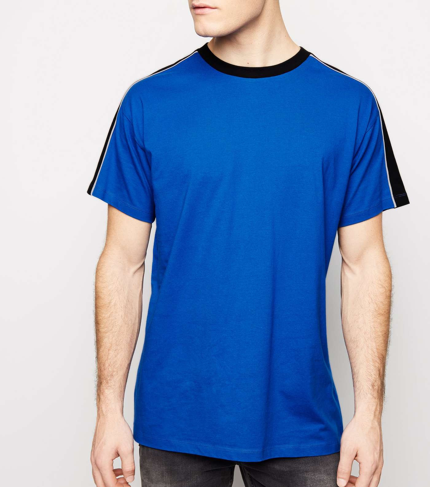 Bright Blue Piped Panel Oversized T-Shirt 