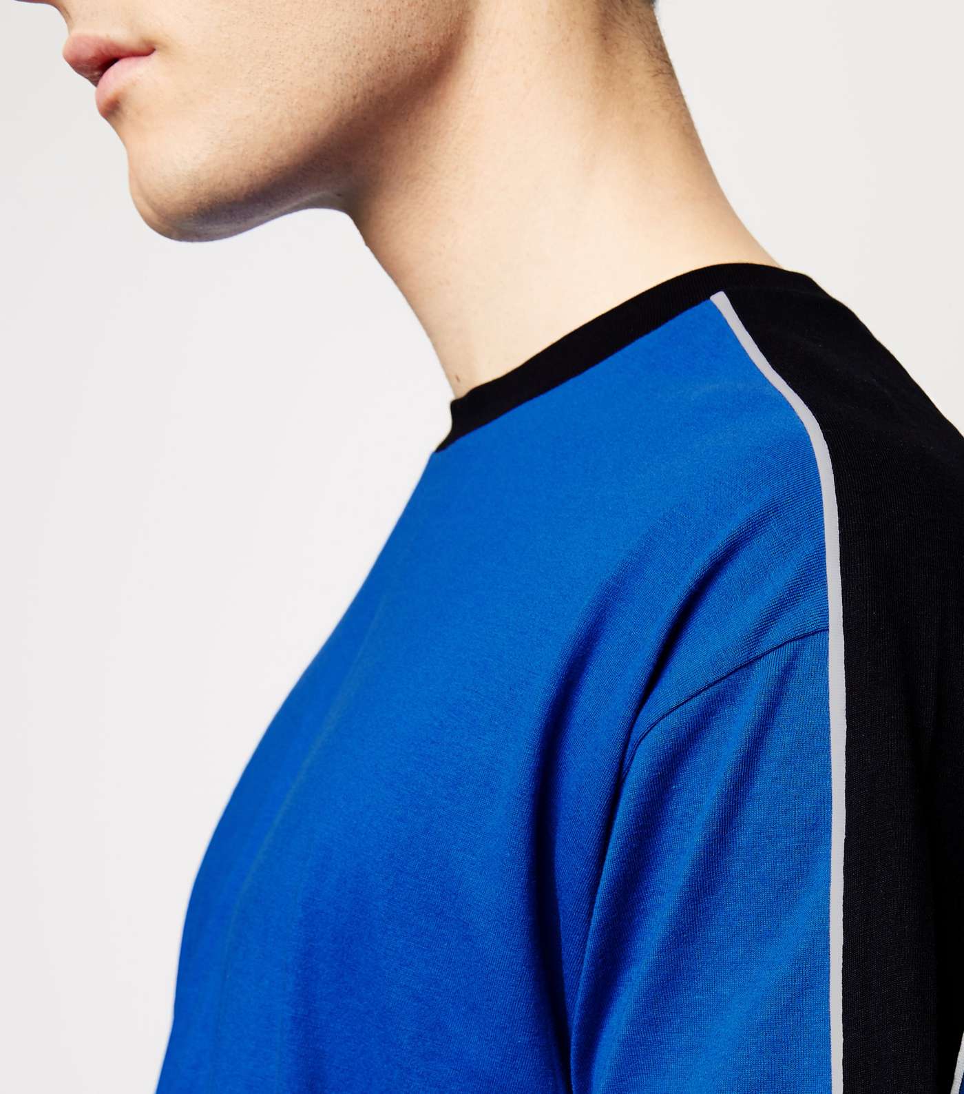 Bright Blue Piped Panel Oversized T-Shirt  Image 3