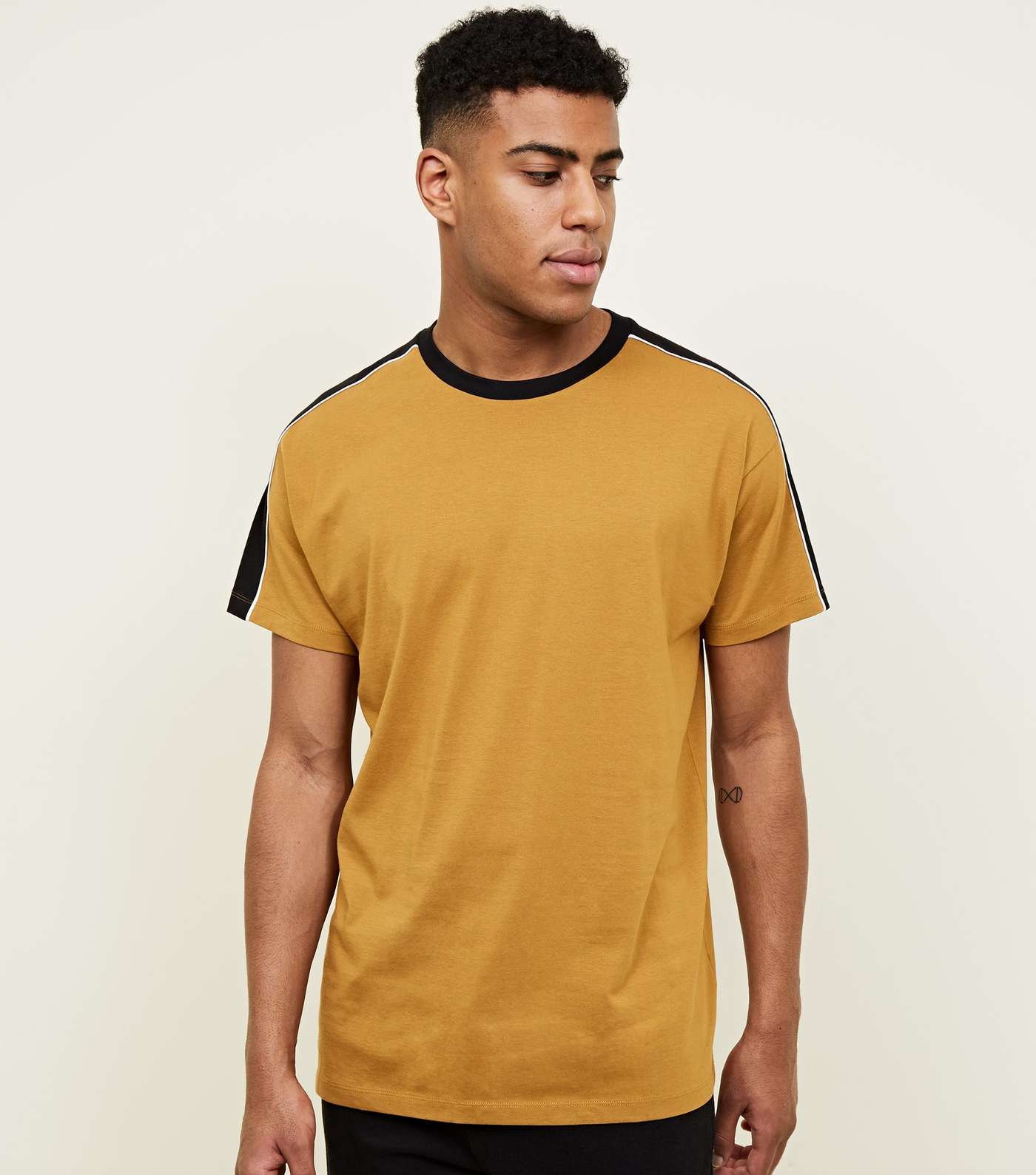 Mustard Piped Panel Oversized T-Shirt 