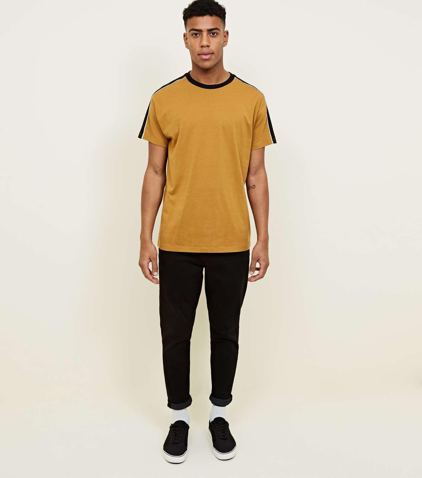 Mustard Piped Panel Oversized T-Shirt  Image 5