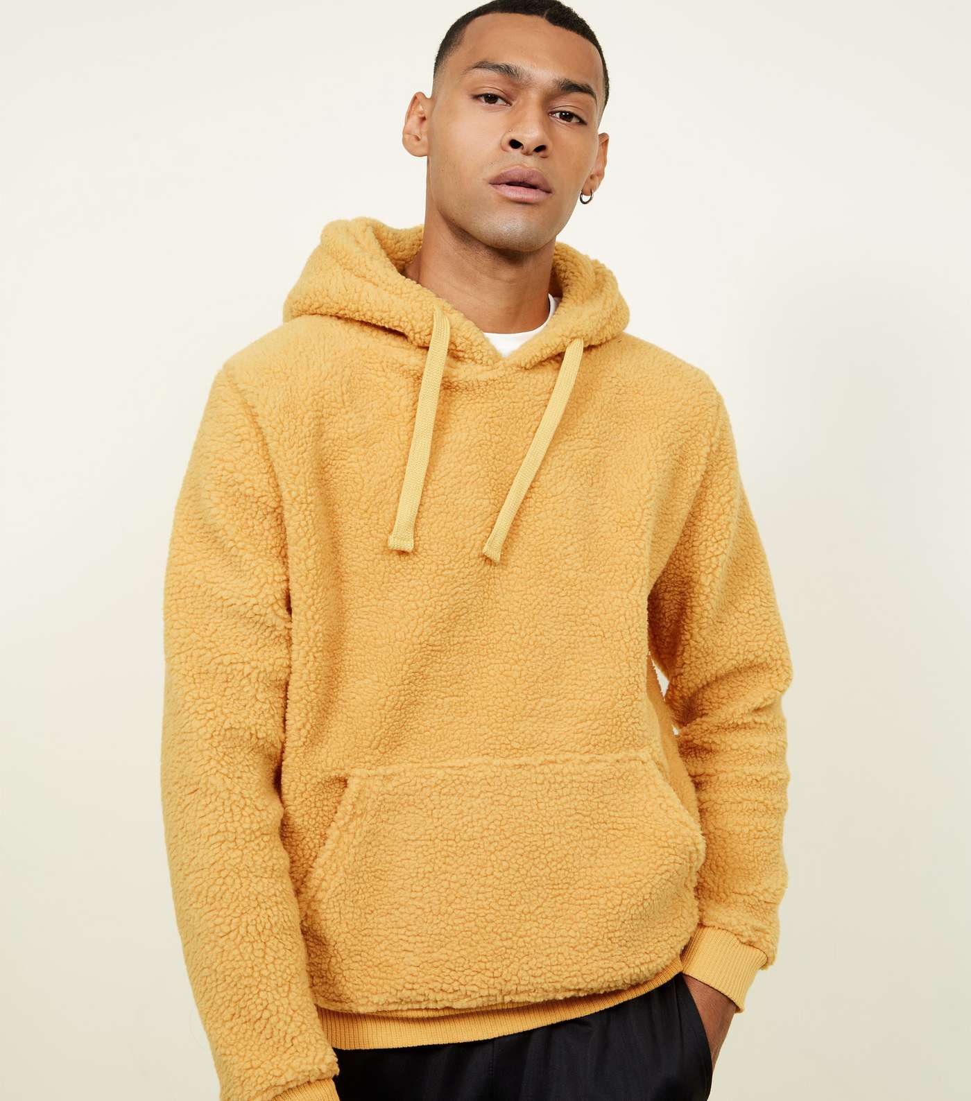 Yellow Borg Pocket Front Hoodie