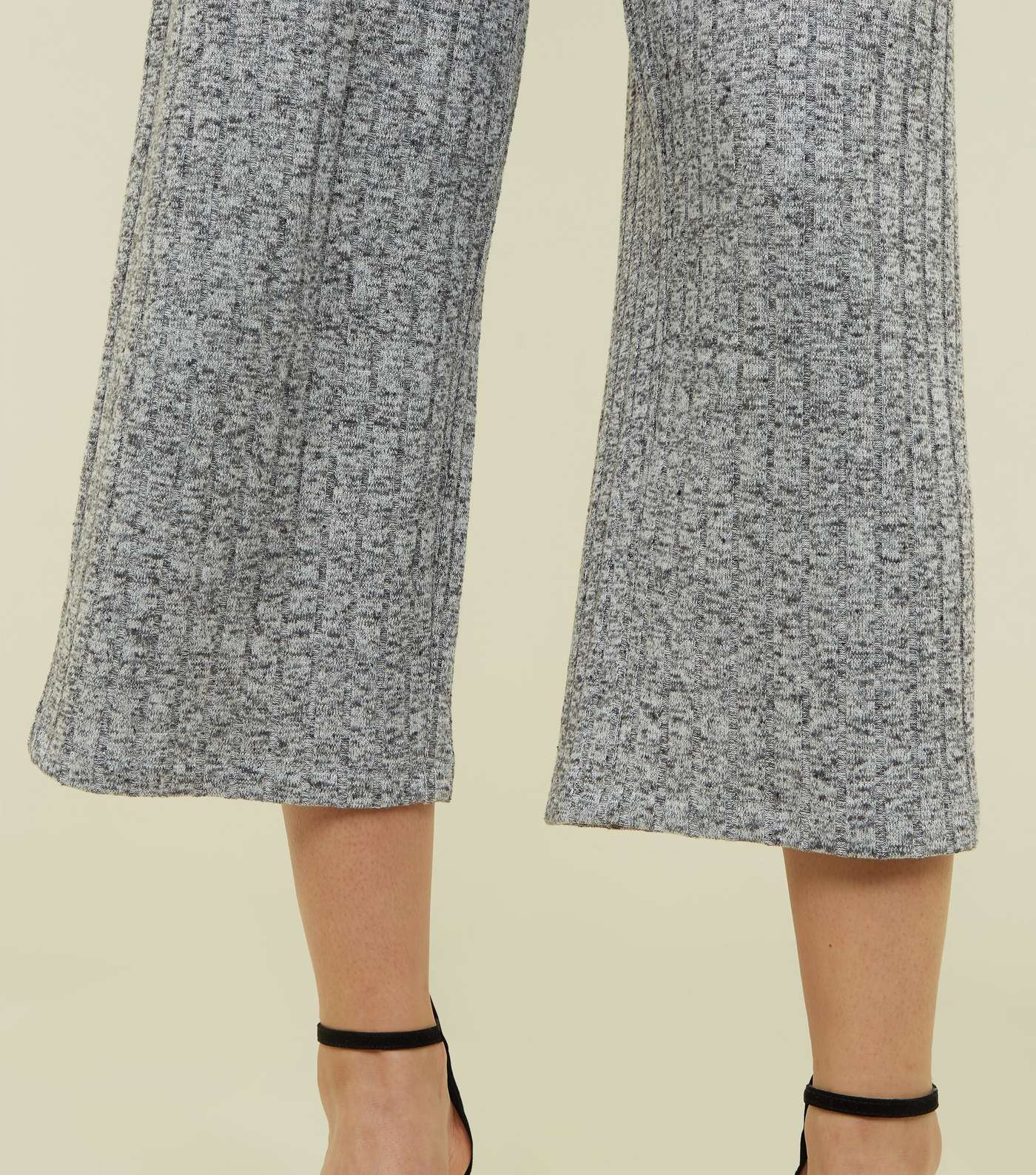 Grey Marl Ribbed Fine Knit Culottes Image 5