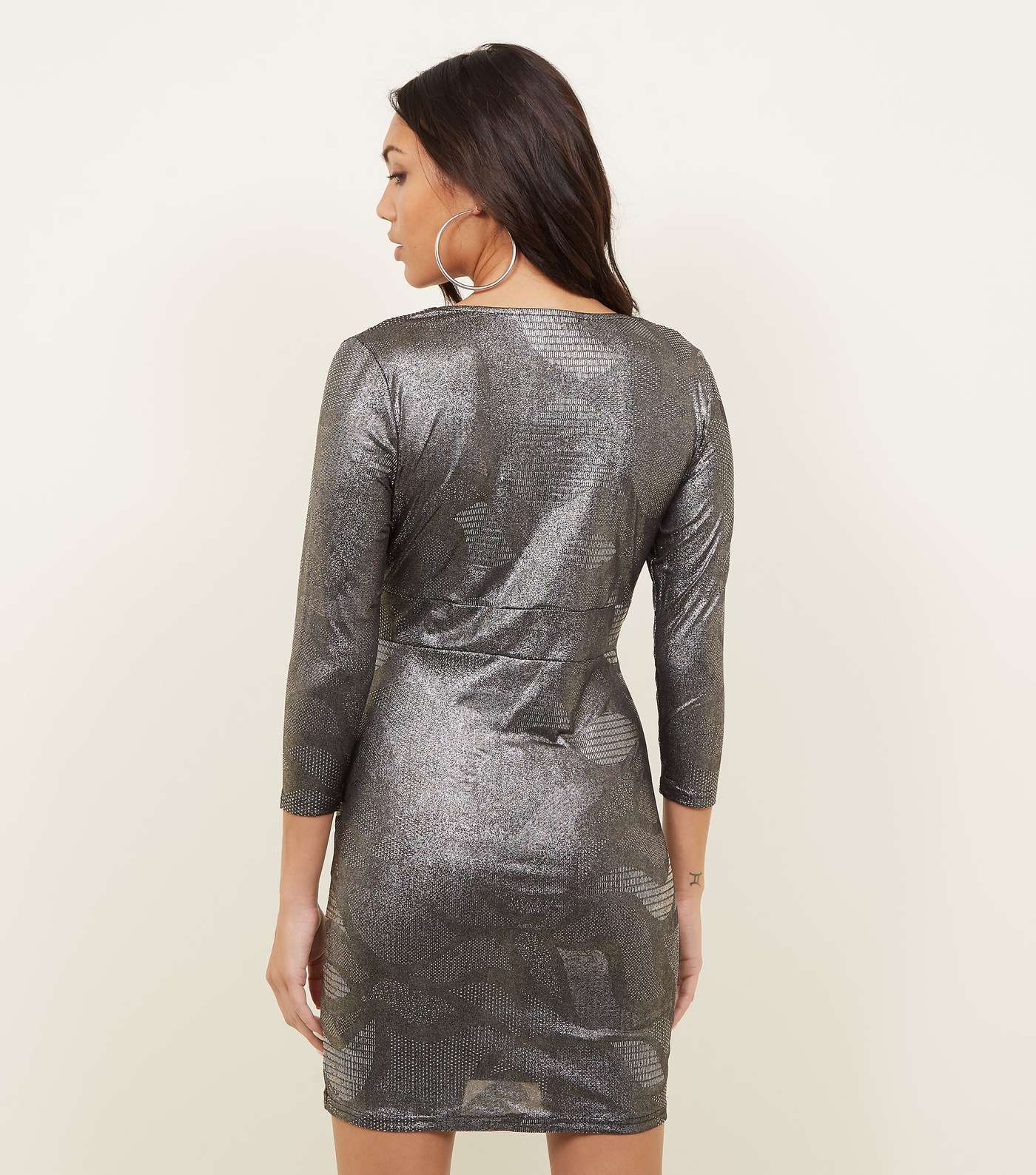 Mela Silver Metallic Bodycon Dress  Image 3