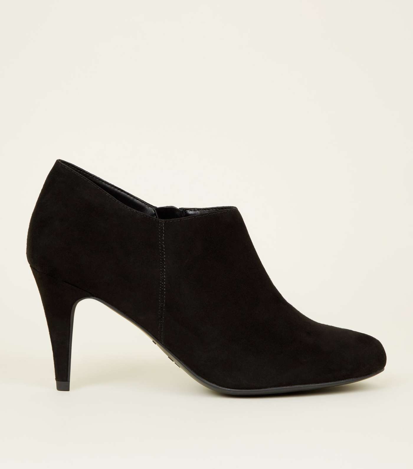 Black Suedette Cone Heel Shoe Boots