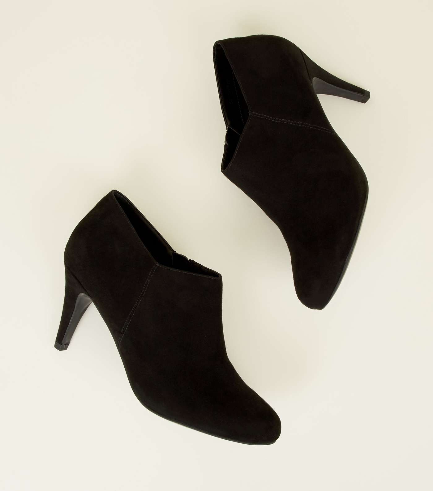 Black Suedette Cone Heel Shoe Boots Image 3