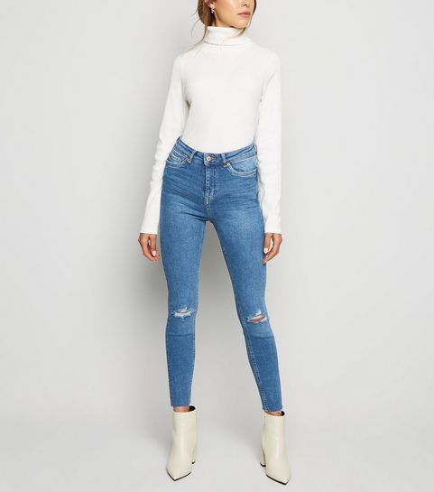 Blue Ripped High Waist Super Skinny Hallie Jeans