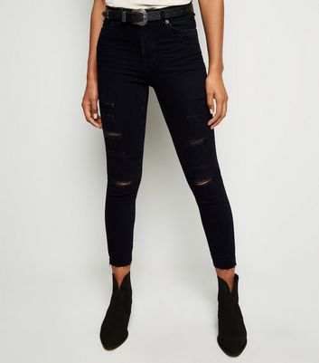 new look black ripped skinny jeans