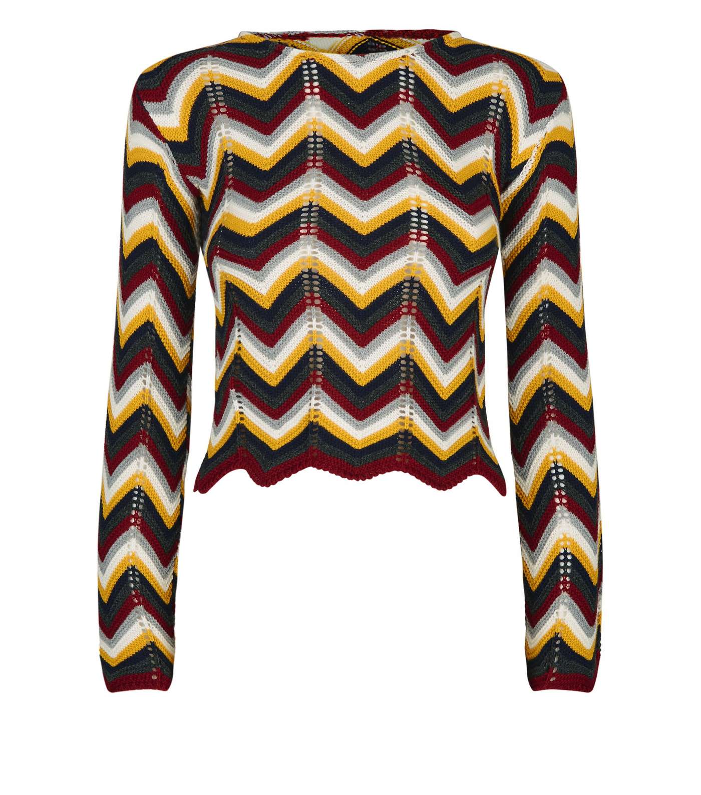 Cameo Rose Red Zig Zag Pointelle Jumper Image 4