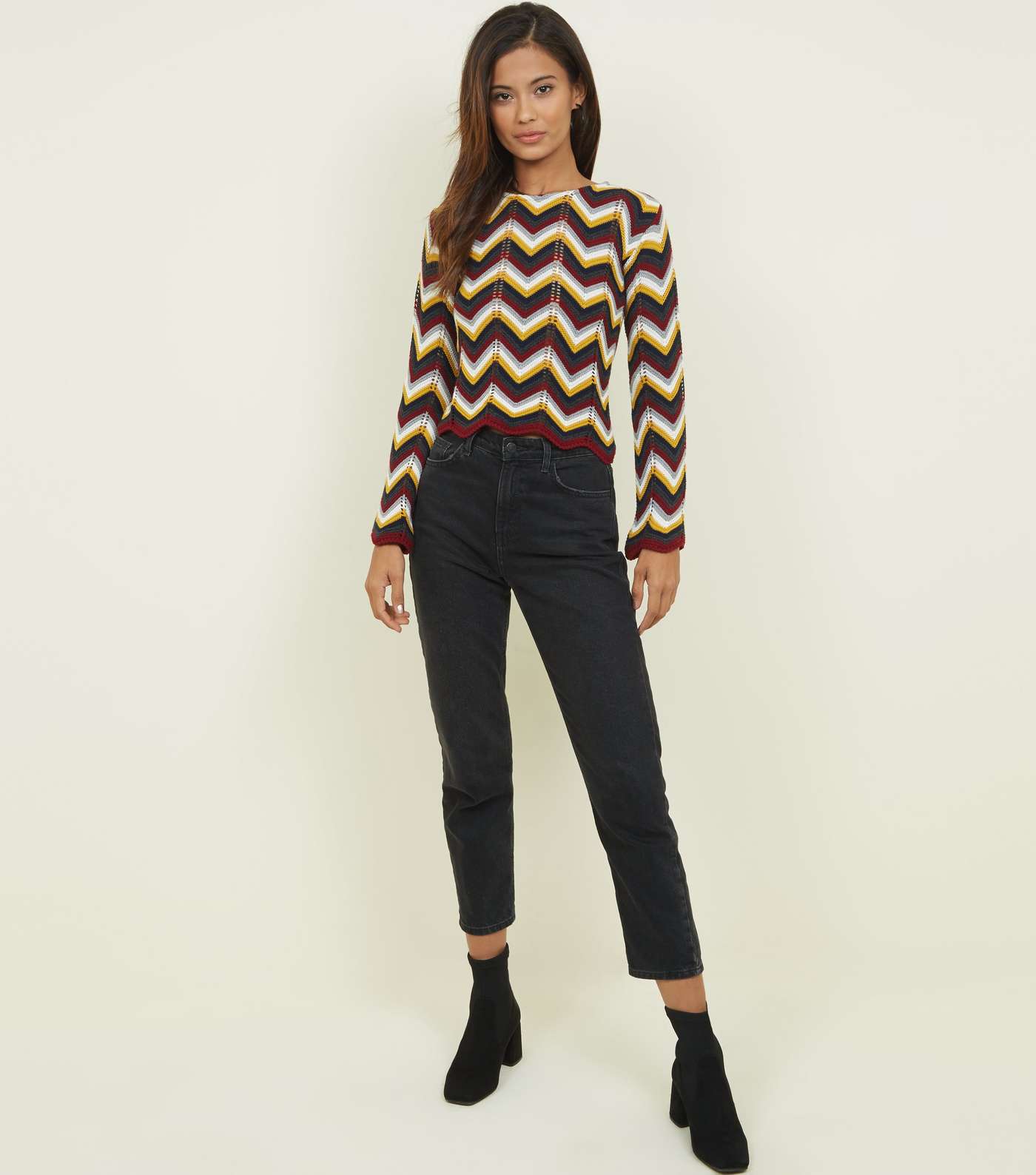 Cameo Rose Red Zig Zag Pointelle Jumper Image 2
