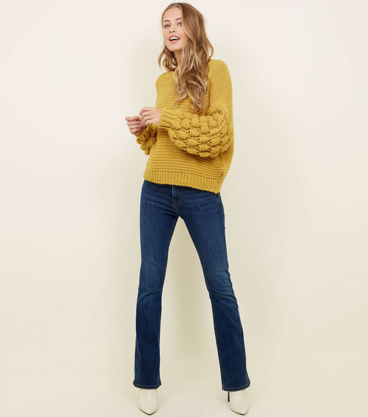 Cameo Rose Mustard Bubble Sleeve Jumper  Image 2