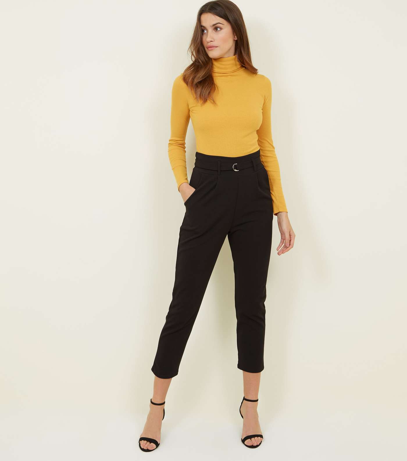 Cameo Rose Black D-Ring Tapered Trousers