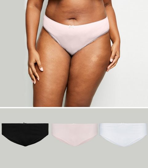 Curves - Lot de 3 culottes, couleur noir et rose 