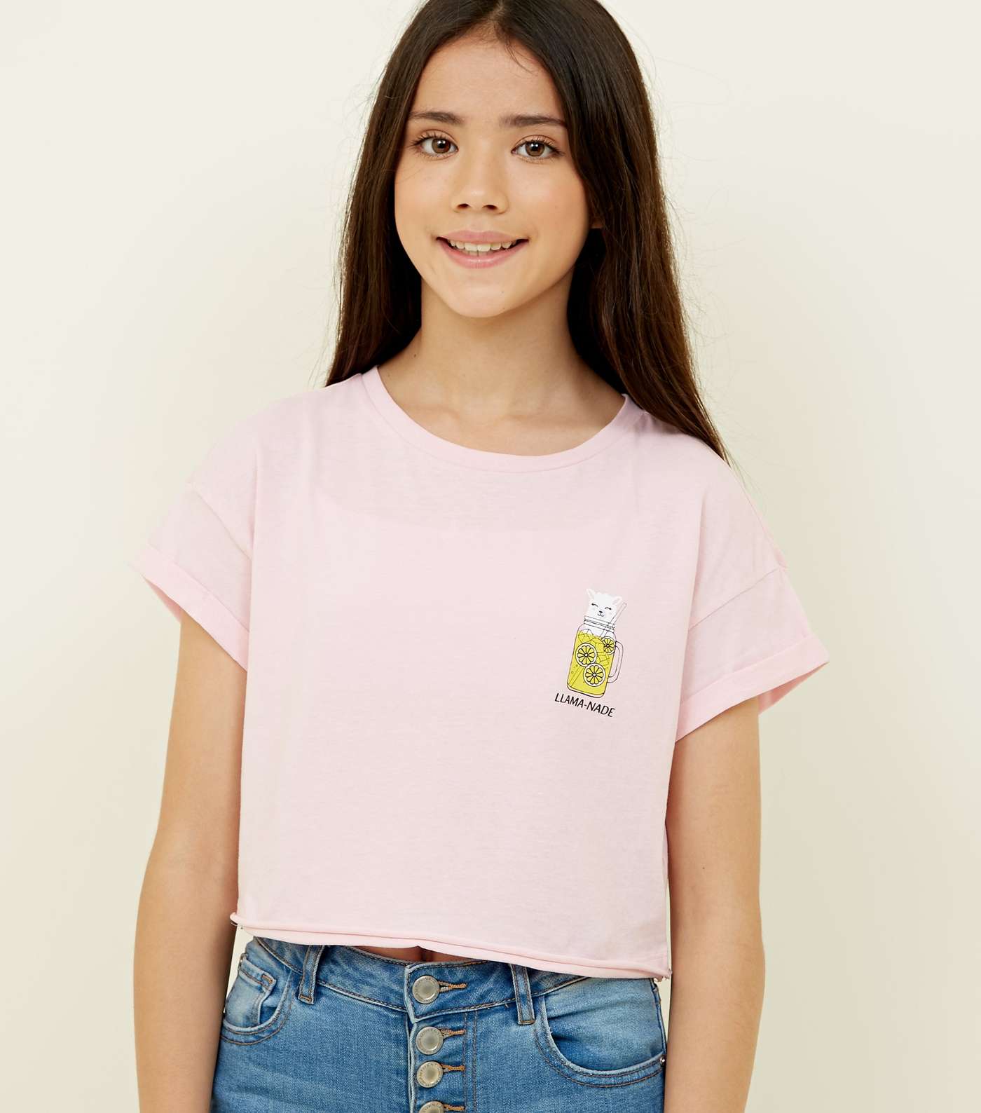 Girls Pink Llama-Nade Logo T-Shirt