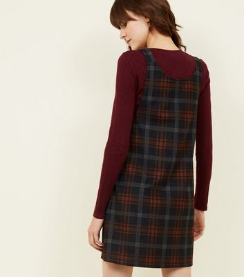 Checked buckle discount detail pinafore dress