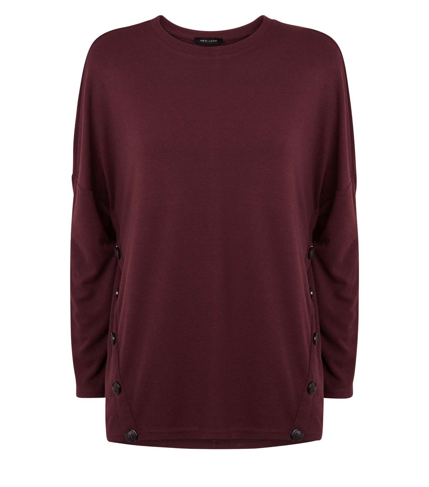 Burgundy Button Side Brushed Batwing Top Image 4