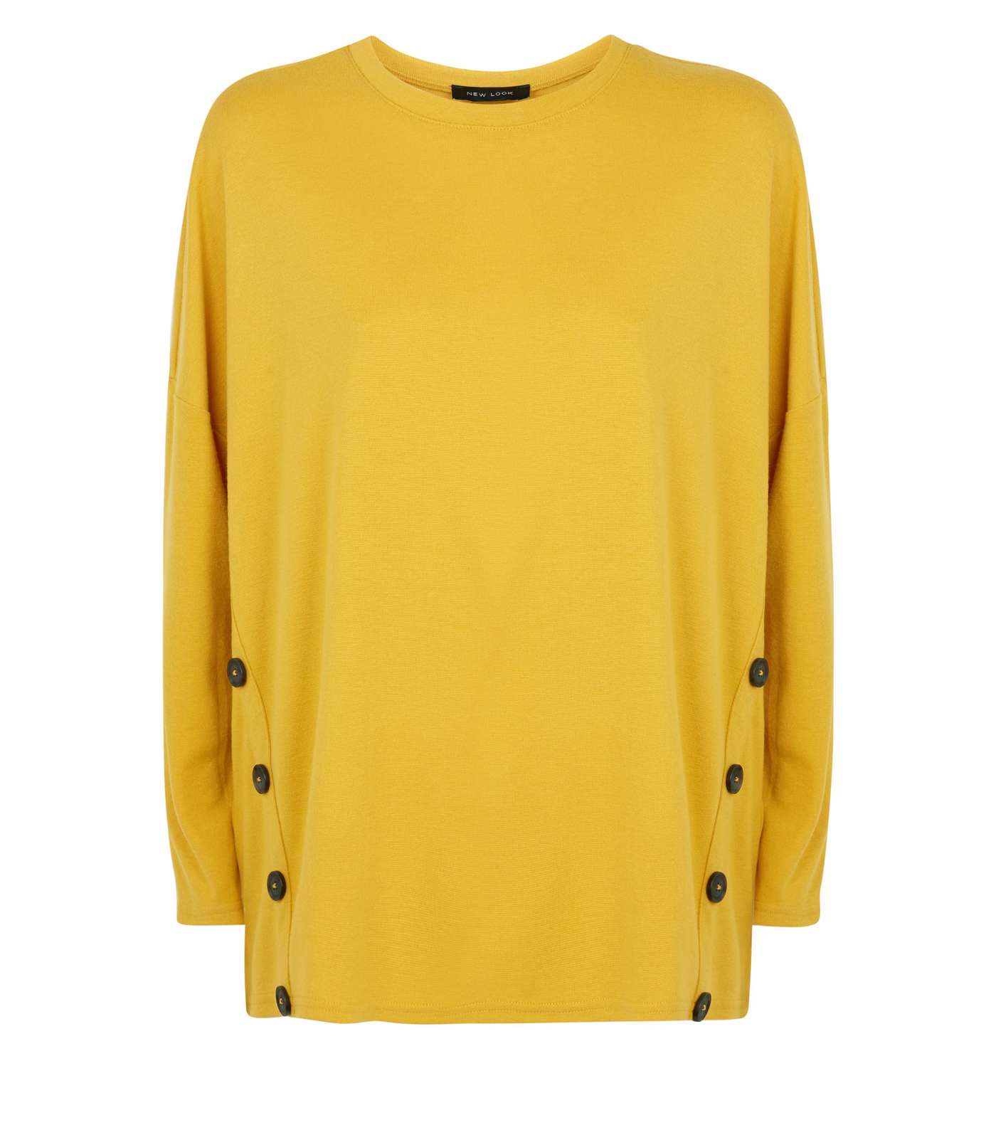 Mustard Button Side Brushed Batwing Top Image 4