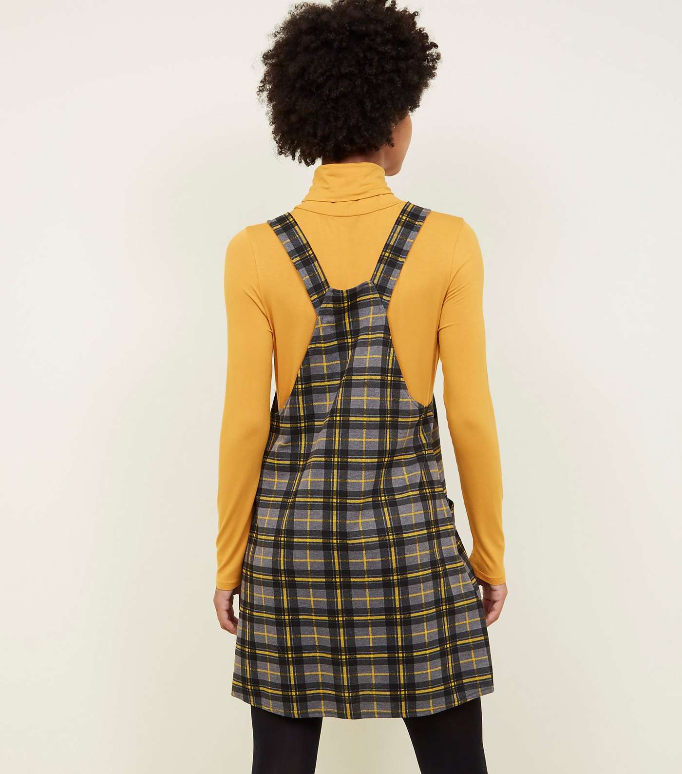 Yellow Check Buckle Strap Pinafore Dress Image 3