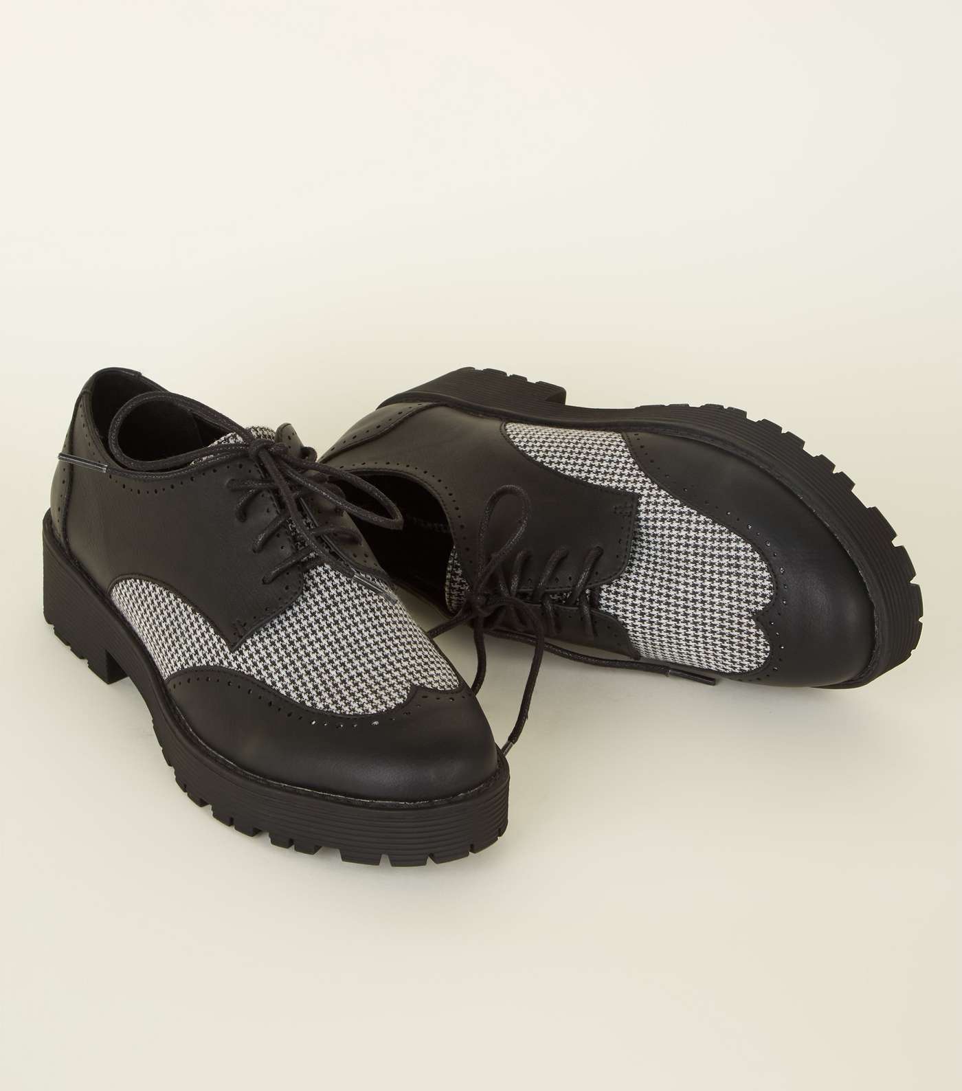 Black Dogtooth Panel Chunky Shoes  Image 3