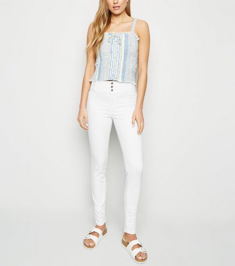 Weiße Skinny Yazmin Jeans mit hohem Bund