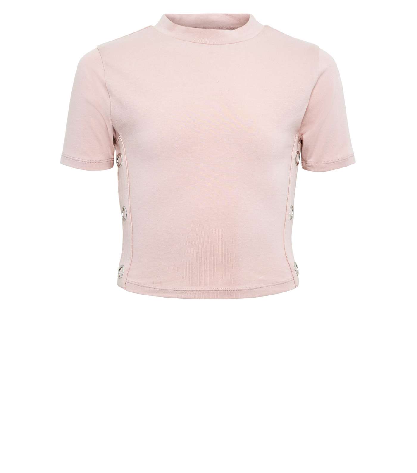 Girls Pale Pink Popper Side T-Shirt Image 4