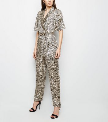 satin leopard print jumpsuit