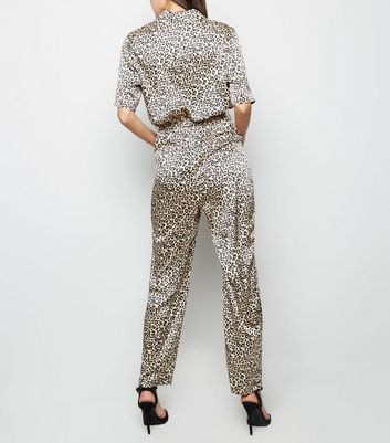 satin leopard print jumpsuit