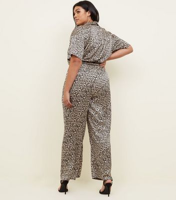 satin leopard print jumpsuit