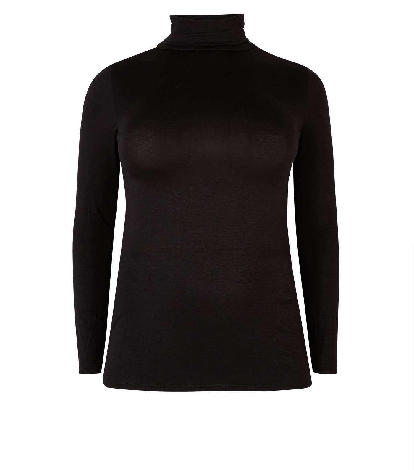 Curves Black Long Sleeve Roll Neck Top Image 4
