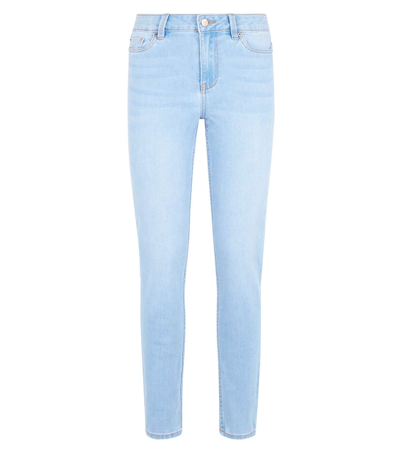 Blue Bleach Wash Mid Rise India Super Skinny Jeans Image 4