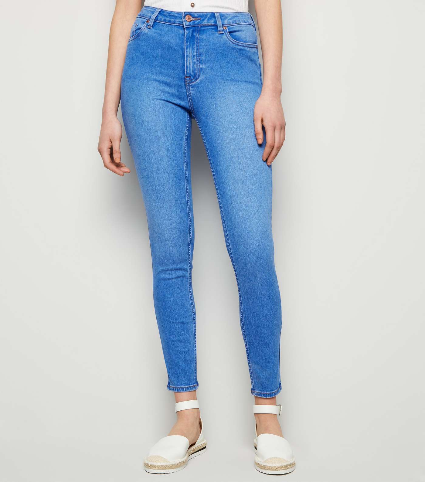 Bright Blue Mid Rise India Super Skinny Jeans Image 2