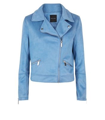 Light blue 2025 suede biker jacket