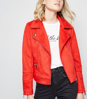 New look hotsell red leather jacket