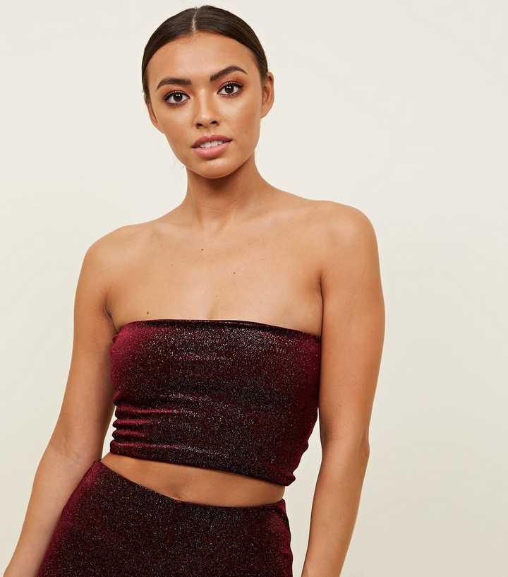 Burgundy Glitter Velvet Bandeau