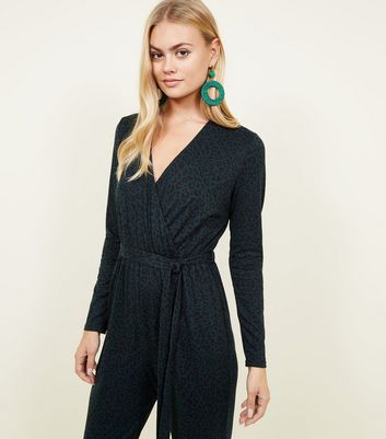new look green leopard print jumpsuit
