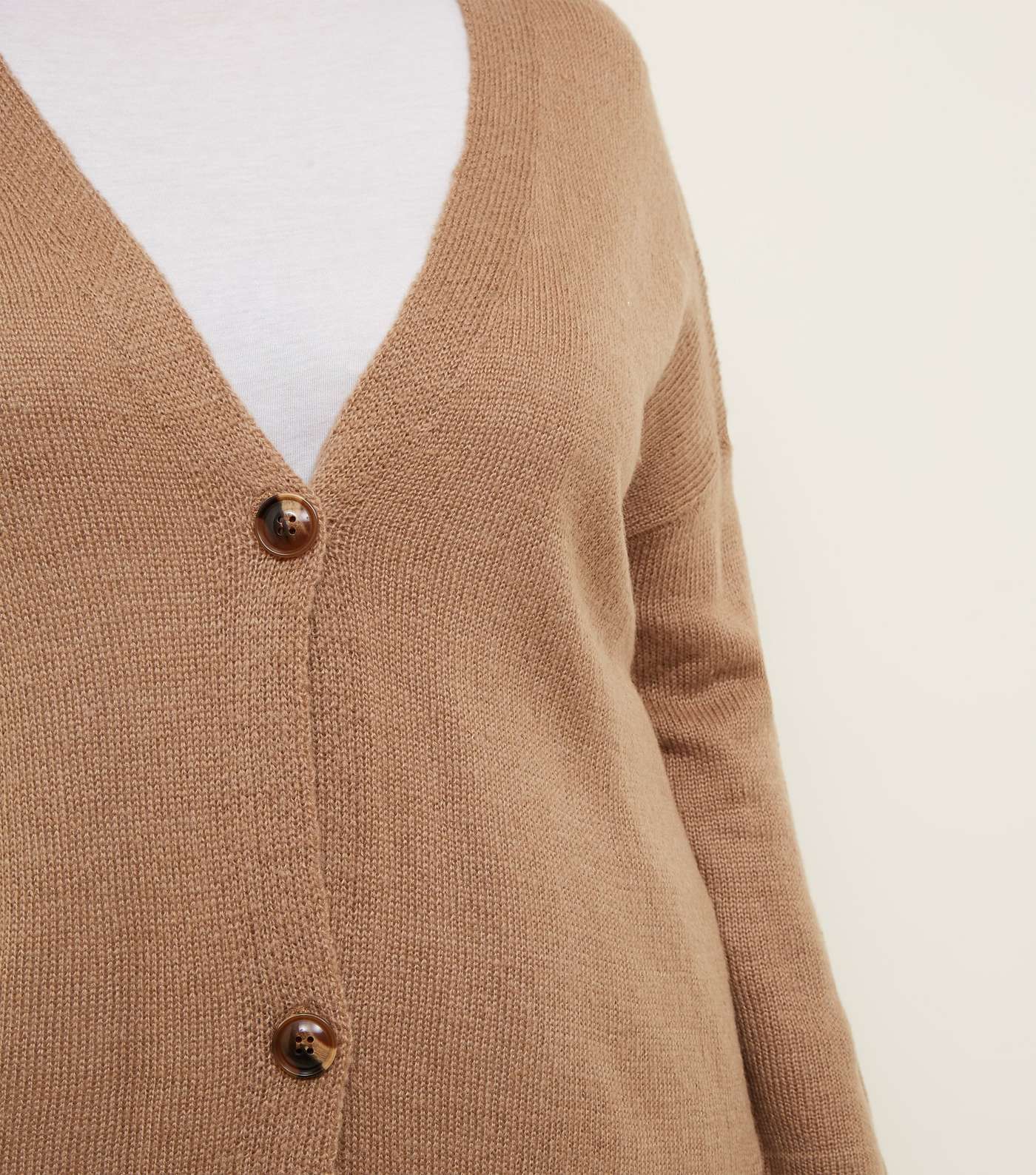 Curves Camel Knitted Longline Cardigan  Image 5