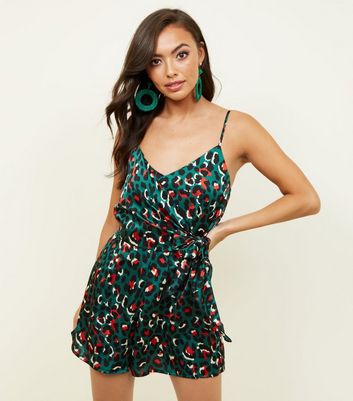 green leopard playsuit