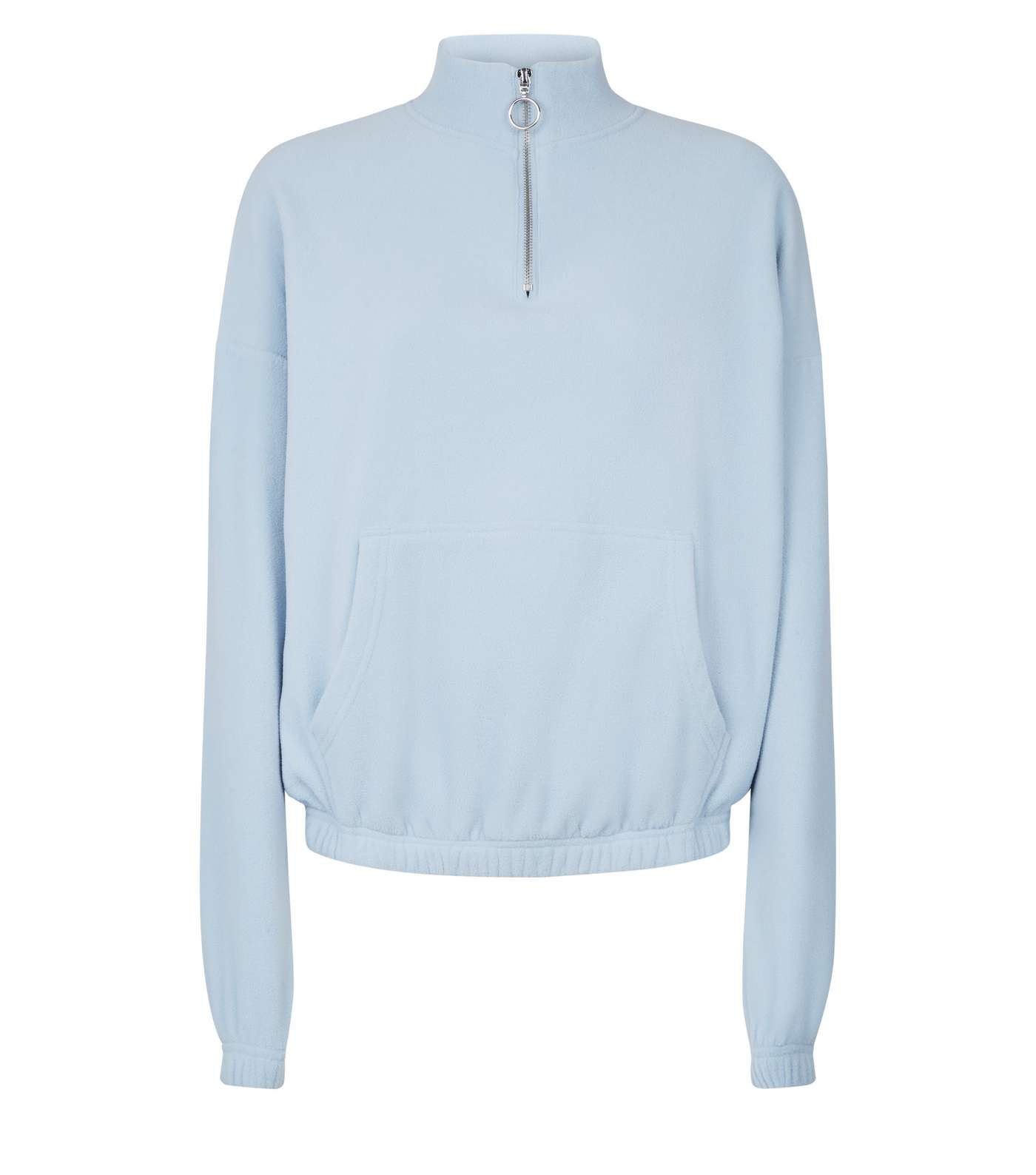 Pale Blue Zip Neck Fleece Sweatshirt Image 4