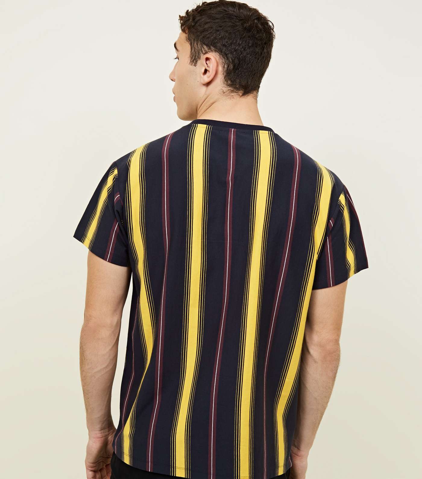 Yellow Ninety Two Embroidered Vertical Stripe T-Shirt Image 3