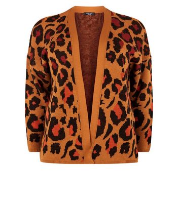 orange leopard print cardigan