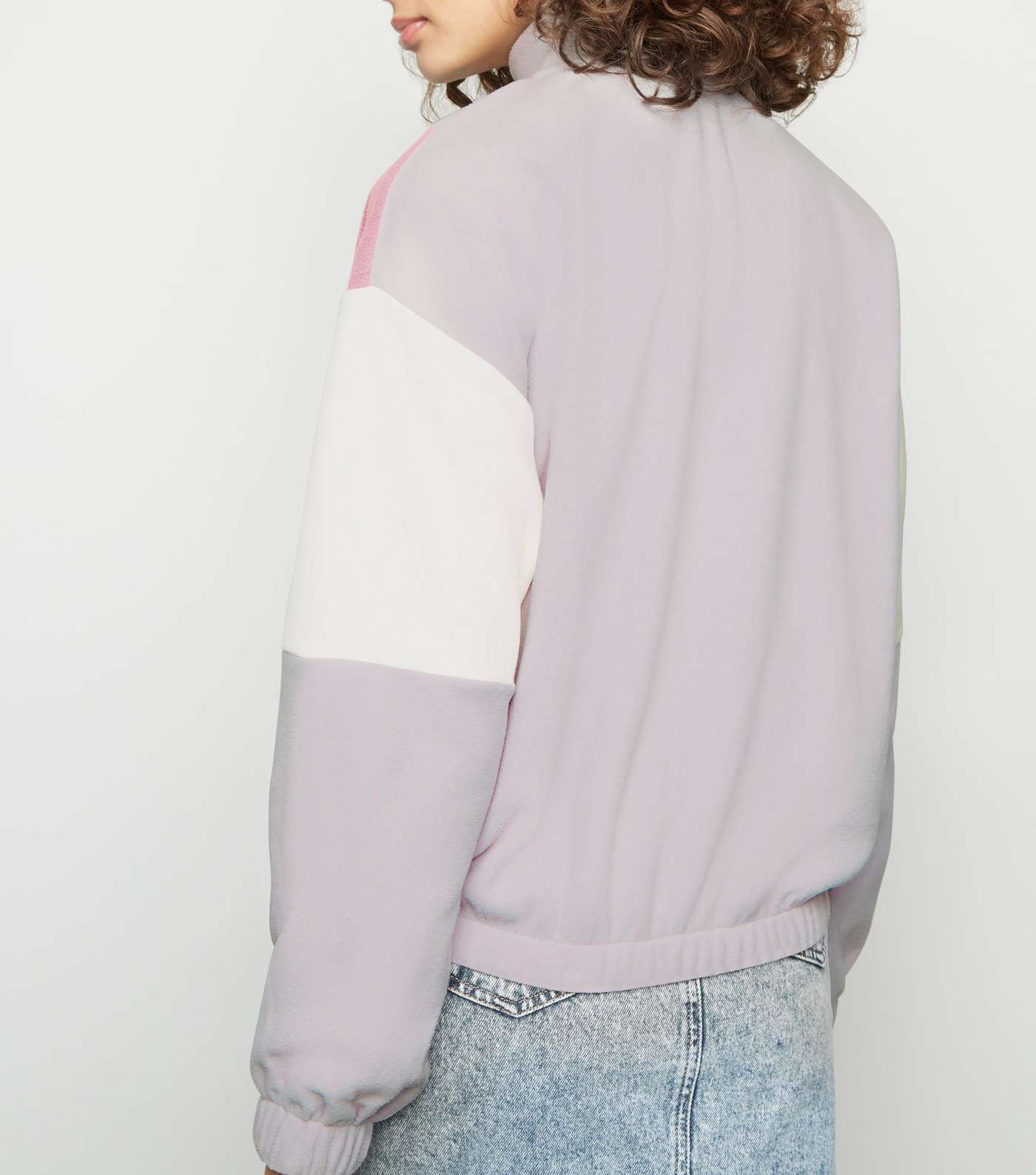 Grey Colour Block Half Zip Fleece Sweatshirt Image 5