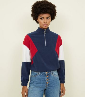 color block half zip sweatshirt