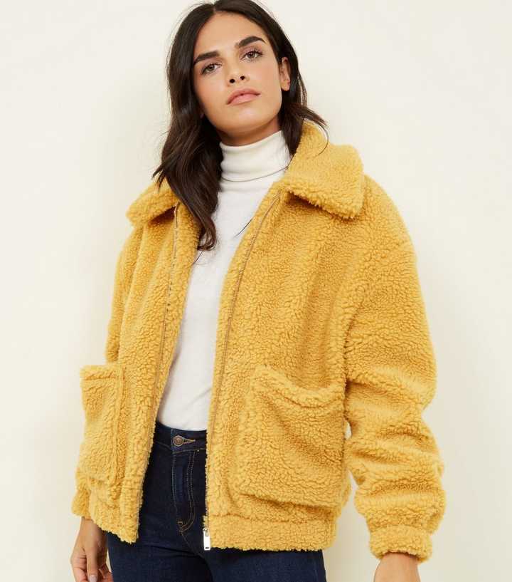 Mustard Teddy Borg Pocket Front Jacket