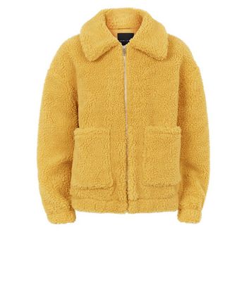 New look teddy fur coat in mustard hotsell