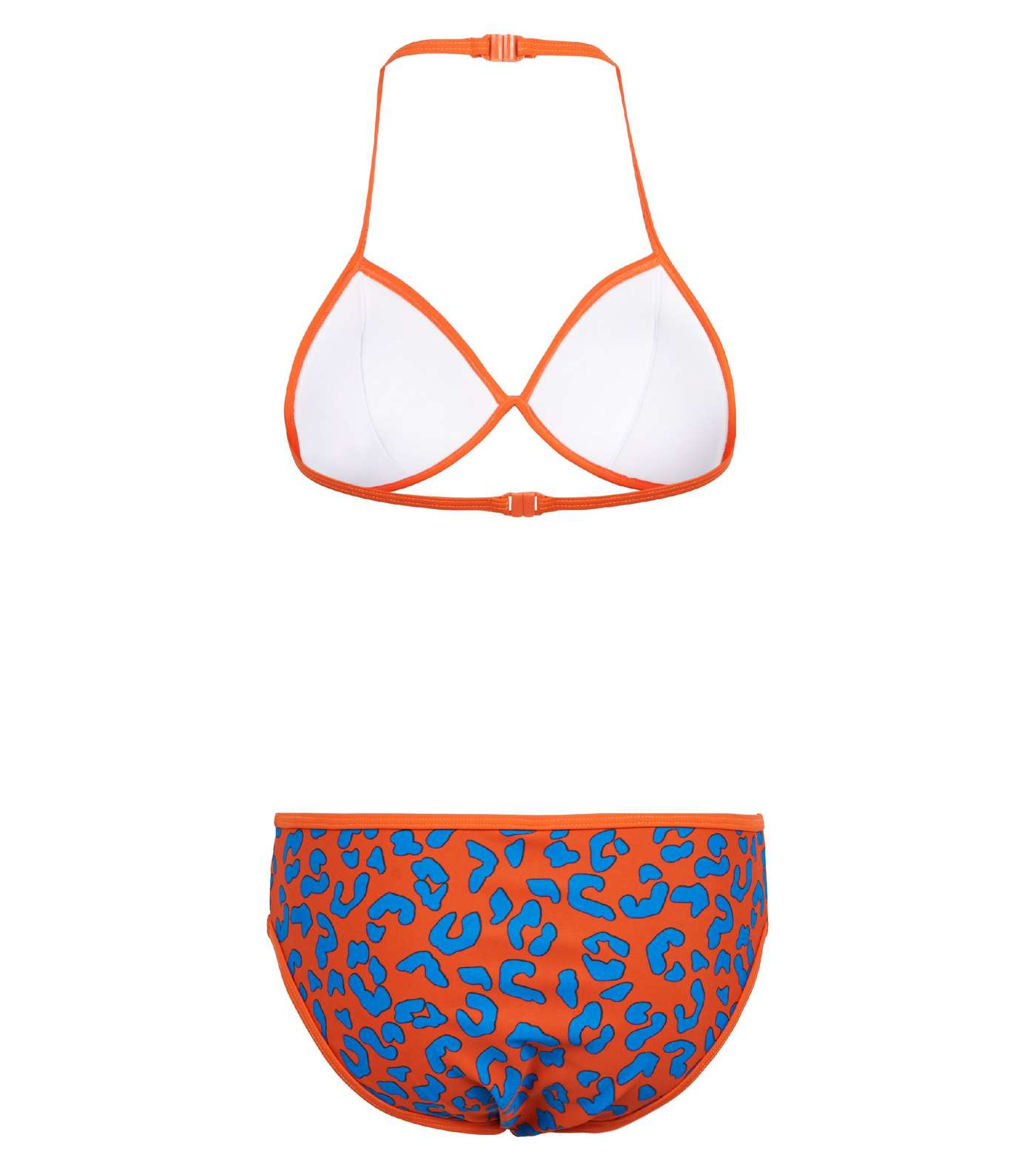 Girls Orange Neon Leopard Print Bikini  Image 2