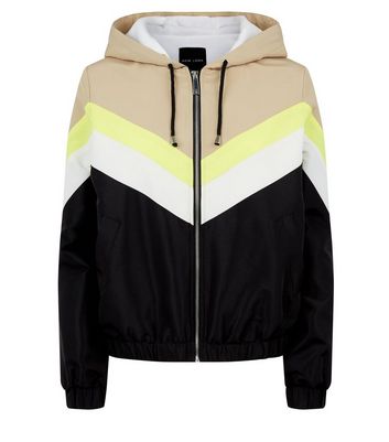 Camel Neon Colour Block Fleece Lined Windbreaker New Look